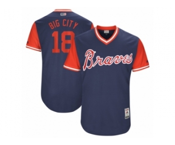 Men's 2017 Little League World Series Braves Matt Adams #18 Big City Navy Jersey