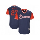 Men's 2017 Little League World Series Braves Matt Kemp #27 Matt Navy Jersey