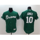 Men's Atlanta Braves #10 Chipper Jones Majestic Green Celtic Flexbase Authentic Collection Player Jersey