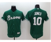 Men's Atlanta Braves #10 Chipper Jones Majestic Green Celtic Flexbase Authentic Collection Player Jersey