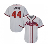 Men's Atlanta Braves #44 Hank Aaron Replica Grey Road Cool Base Baseball Jersey