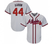 Men's Atlanta Braves #44 Hank Aaron Replica Grey Road Cool Base Baseball Jersey