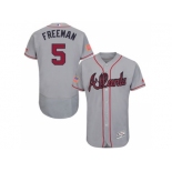 Men's Atlanta Braves #5 Freddie Freeman Grey Stitched 2016 Fashion Stars & Stripes Flex Base Baseball Jersey