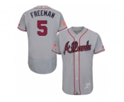 Men's Atlanta Braves #5 Freddie Freeman Grey Stitched 2016 Fashion Stars & Stripes Flex Base Baseball Jersey