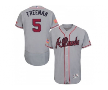 Men's Atlanta Braves #5 Freddie Freeman Grey Stitched 2016 Fashion Stars & Stripes Flex Base Baseball Jersey