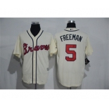 Men's Atlanta Braves #5 Freddie Freeman Majestic Cream Cool Base Player Jersey