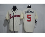 Men's Atlanta Braves #5 Freddie Freeman Majestic Cream Cool Base Player Jersey