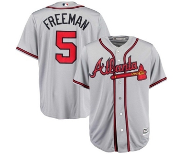 Men's Atlanta Braves #5 Freddie Freeman Majestic Gray Road Cool Base Player Jersey