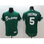 Men's Atlanta Braves #5 Freddie Freeman Majestic Green Celtic Flexbase Authentic Collection Player Jersey