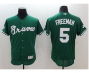 Men's Atlanta Braves #5 Freddie Freeman Majestic Green Celtic Flexbase Authentic Collection Player Jersey