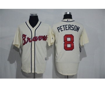 Men's Atlanta Braves #8 Jace Peterson Majestic Cream Road Cool Base Player Jersey