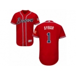 Men's Majestic Atlanta Braves #1 Erick Aybar Red Flexbase Authentic Collection MLB Jersey