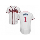 Men's Majestic Atlanta Braves #1 Erick Aybar White Flexbase Authentic Collection MLB Jersey