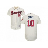 Men's Majestic Atlanta Braves #10 Chipper Jones Cream Flexbase Authentic Collection MLB Jersey