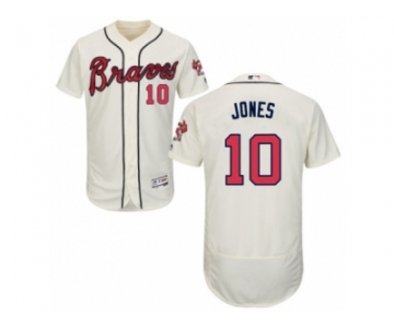 Men's Majestic Atlanta Braves #10 Chipper Jones Cream Flexbase Authentic Collection MLB Jersey