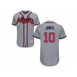 Men's Majestic Atlanta Braves #10 Chipper Jones Grey Flexbase Authentic Collection MLB Jersey