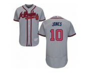 Men's Majestic Atlanta Braves #10 Chipper Jones Grey Flexbase Authentic Collection MLB Jersey