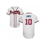 Men's Majestic Atlanta Braves #10 Chipper Jones White Flexbase Authentic Collection MLB Jersey