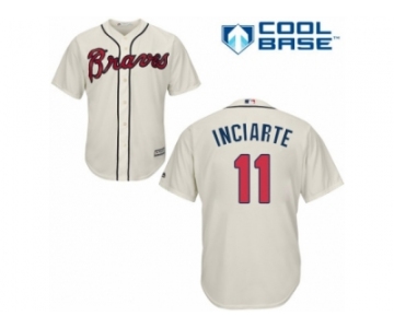 Men's Majestic Atlanta Braves #11 Ender Inciarte Replica Cream Alternate 2 Cool Base MLB Jersey