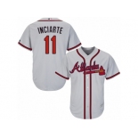 Men's Majestic Atlanta Braves #11 Ender Inciarte Replica Grey Road Cool Base MLB Jersey