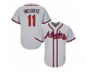 Men's Majestic Atlanta Braves #11 Ender Inciarte Replica Grey Road Cool Base MLB Jersey