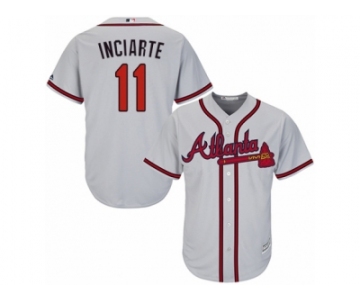 Men's Majestic Atlanta Braves #11 Ender Inciarte Replica Grey Road Cool Base MLB Jersey