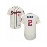 Men's Majestic Atlanta Braves #2 Michael Bourn Cream Flexbase Authentic Collection MLB Jersey