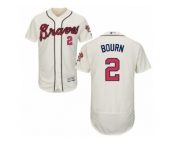 Men's Majestic Atlanta Braves #2 Michael Bourn Cream Flexbase Authentic Collection MLB Jersey