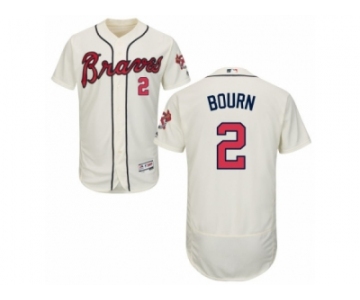 Men's Majestic Atlanta Braves #2 Michael Bourn Cream Flexbase Authentic Collection MLB Jersey