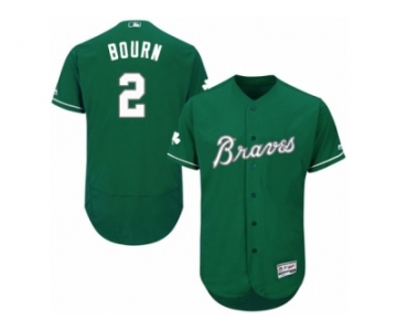 Men's Majestic Atlanta Braves #2 Michael Bourn Green Celtic Flexbase Authentic Collection MLB Jersey