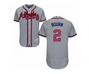 Men's Majestic Atlanta Braves #2 Michael Bourn Grey Flexbase Authentic Collection MLB Jersey