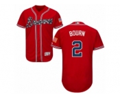 Men's Majestic Atlanta Braves #2 Michael Bourn Red Flexbase Authentic Collection MLB Jersey