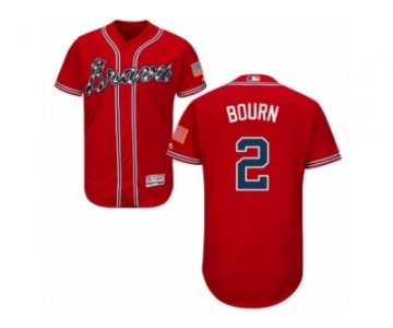 Men's Majestic Atlanta Braves #2 Michael Bourn Red Flexbase Authentic Collection MLB Jersey