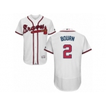 Men's Majestic Atlanta Braves #2 Michael Bourn White Flexbase Authentic Collection MLB Jersey