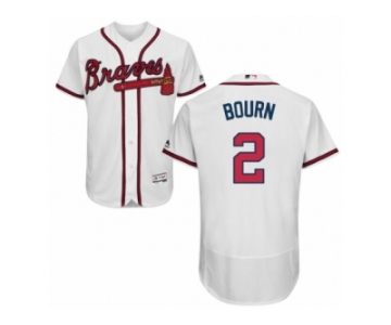 Men's Majestic Atlanta Braves #2 Michael Bourn White Flexbase Authentic Collection MLB Jersey