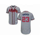 Men's Majestic Atlanta Braves #23 Nick Swisher Grey Flexbase Authentic Collection MLB Jersey