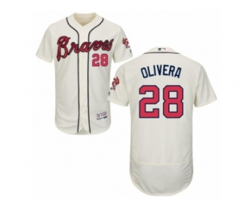 Men's Majestic Atlanta Braves #28 Hector Olivera Cream Flexbase Authentic Collection MLB Jersey