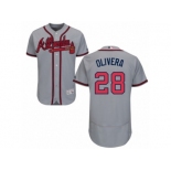 Men's Majestic Atlanta Braves #28 Hector Olivera Grey Flexbase Authentic Collection MLB Jersey