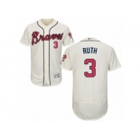 Men's Majestic Atlanta Braves #3 Babe Ruth Cream Flexbase Authentic Collection MLB Jersey