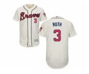 Men's Majestic Atlanta Braves #3 Babe Ruth Cream Flexbase Authentic Collection MLB Jersey