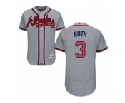 Men's Majestic Atlanta Braves #3 Babe Ruth Grey Flexbase Authentic Collection MLB Jersey