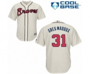 Men's Majestic Atlanta Braves #31 Greg Maddux Authentic Cream Alternate Cool Base MLB Jersey