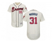 Men's Majestic Atlanta Braves #31 Greg Maddux Cream Flexbase Authentic Collection MLB Jersey