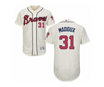 Men's Majestic Atlanta Braves #31 Greg Maddux Cream Flexbase Authentic Collection MLB Jersey