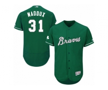 Men's Majestic Atlanta Braves #31 Greg Maddux Green Celtic Flexbase Authentic Collection MLB Jersey