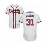 Men's Majestic Atlanta Braves #31 Greg Maddux White Flexbase Authentic Collection MLB Jersey