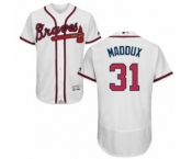 Men's Majestic Atlanta Braves #31 Greg Maddux White Flexbase Authentic Collection MLB Jersey