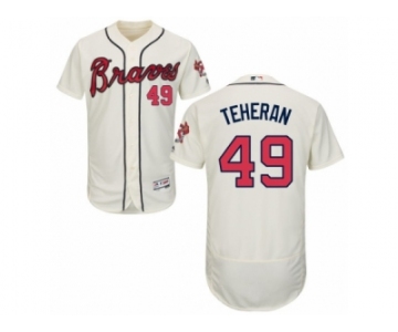 Men's Majestic Atlanta Braves #49 Julio Teheran Cream Flexbase Authentic Collection MLB Jersey