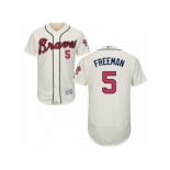 Men's Majestic Atlanta Braves #5 Freddie Freeman Cream Flexbase Authentic Collection MLB Jersey