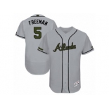 Men's Majestic Atlanta Braves #5 Freddie Freeman Grey Flexbase Authentic Collection Memorial Day MLB Jersey